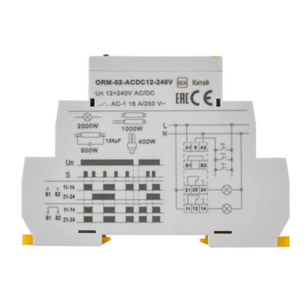 Импульсное реле IEK ORM. 2 конт. 12-240 В AC/DC, ORM-02-ACDC12-240V