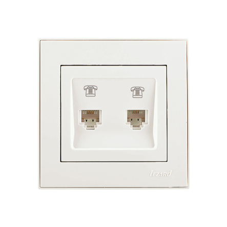 Розетка Lezard RAIN ТФ евро, двойная, жемчужно-белый перламутр, 703-3088-138 - 1