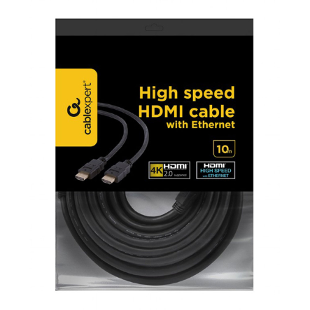Кабель HDMI V.2.0, 4К 60 Гц вилка/вилка, позолоченные контакты, 10 м, Cablexpert CC-HDMI4-10M