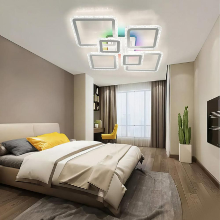 Люстра светодиодная OVAL ICE RGB 120W 7S-SMART-960x750x110-WHITE-220-IP20 управляемая, белая