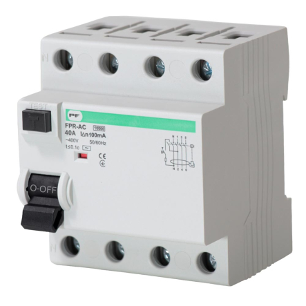 Реле захисного відключення Promfactor РЗВ-4, 4P, 40A, 4.5kA, 100mA, FPR4040100AC - 1