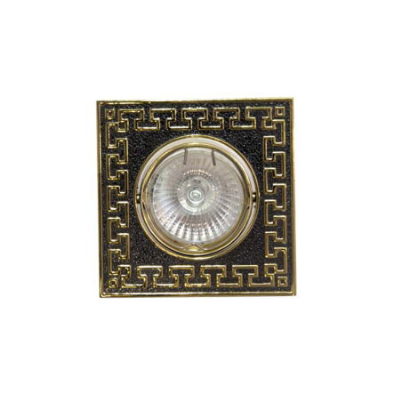 Світильник точковий Feron DL2008S, MR16, GU5.3, квадрат, грецький орнамент, чорний металл/золото - 1