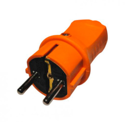Вилка ERKA 4001-2, 16А, з/к прямая оранжевая (каучук) - 1