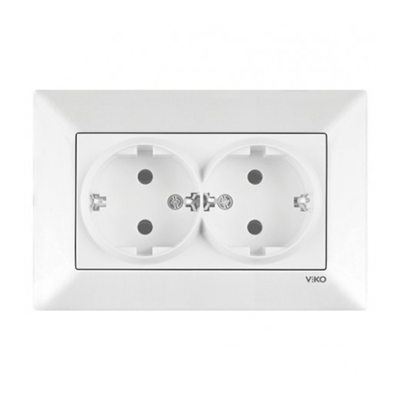 Розетка двойная с заземлением VIKO Meridian, 90970056-WH, белая - 1