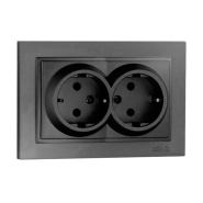 Розетка 2-я с заземлением, Mono Electric, DESPINA, графит, 102-202004-120