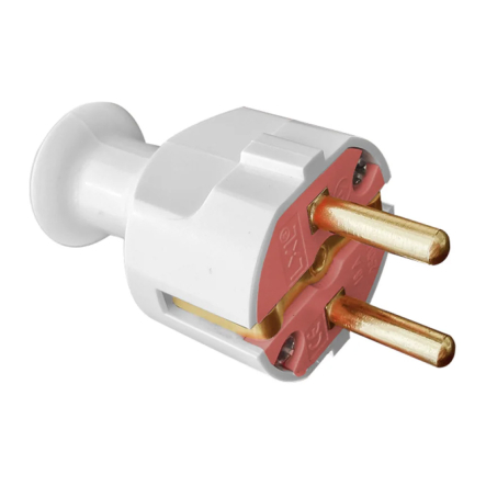 Вилка штепсельная LXL 326WHP, с заземлением, белая - 1