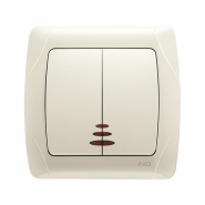 Выключатель 2 кл. с подсветкой, VIKO CARMEN, 90562050, крем