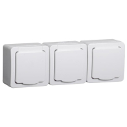 Розетка IЕК ГЕРМЕС PLUS 3-містна с/з відкритої установки, IP54, белая, ERMP32-K01-16-54-EC