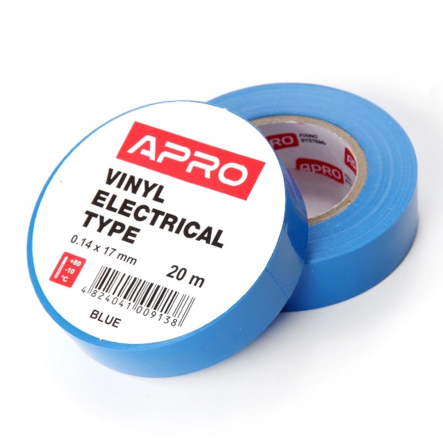 Изолента 0.14х17мм 20м, синяя, APRO - 1