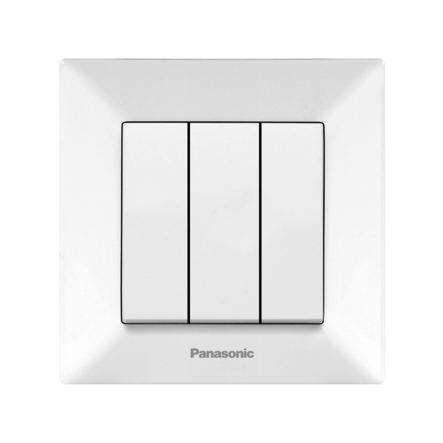 Выключатель трехклавишный Panasonic Arkedia Slim, белый, 00152WH - 1
