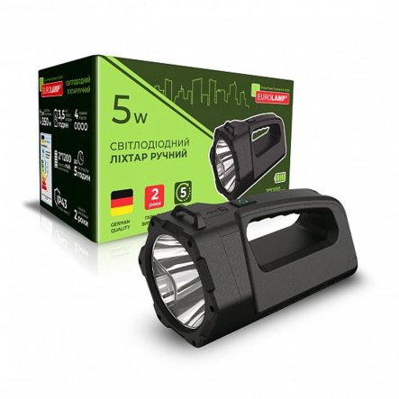 Ліхтарик ручний EUROLAMP 5 Вт, акумулятор + З чорний - 1
