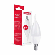 Лампа LED MAXUS 1-LED-739, 6 Вт, 4100K, 220 В, E14, C37, свічка на вітрі