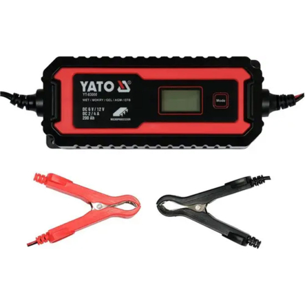 Зарядное устройство сетевое с LCD дисплеем YATO YT-83001, 6/12 В, 5-200 Аh, 8А - 1