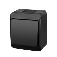 Выключатель 1-клавишный, черный, IP44, Elektro-Plast Hermes, 0331-09