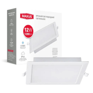 Светильник LED встраиваемый MAXUS 1-RDL-1241-IPS, RDL, 12W, 4100K,1200 Lm, IP44, 140 мм