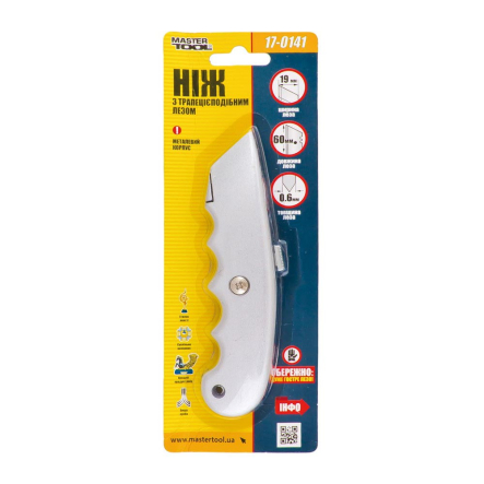 Нож MASTERTOOL ЭРГО трапеция металлический 17-0141