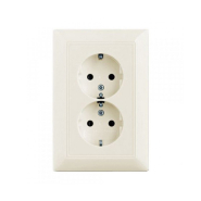 Розетка двойная с заземлением и шторками АBB Basic 55, 20-02 EUJKS-92-507, слоновая кость
