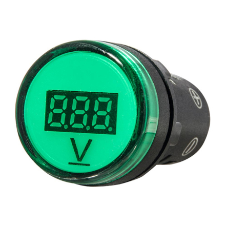 Вольтметр цифровой АСКО-УКРЕМ AD22-22DVM зеленый, ⌀22мм, DC 5-30B, A0190010014