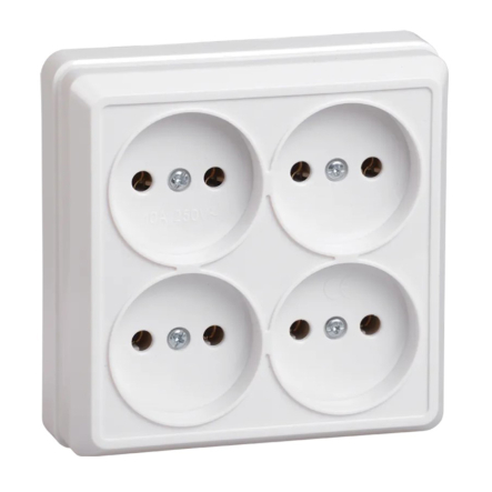 Розетка IEK ОКТАВА ERO40-K01-10-DC, 4 місця, 2P, AC 230-250 В, 10 А, накладна - 1