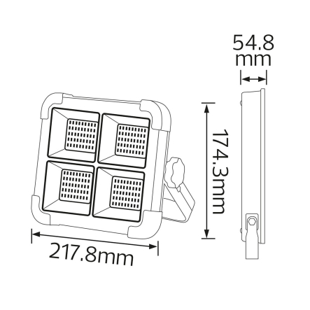 Прожектор на солнечной панеле + USB-C Horoz ElectricTURBO-400, 400W, 3000K-4200K-6400K, 2391Lm, 170-265V, IP44, 068-027-0400-010