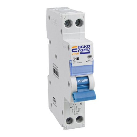 Устройство защитного отключения ДВ АСКО-УКРЕМ UTrust 1P+N (18 mm) 10А C 30mА AC, A0010210143