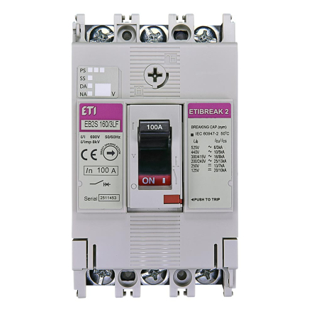Автоматический выключатель ETIBREAK EB2S 160/3LF 100А 3P 16kA, 4671809 - 1