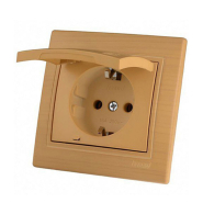 Розетка Lezard MIRA одинарна із заземленням, з кришкою, Клен, 701-4747-123В