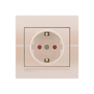 Розетка Lezard DERIY c заземлением, с защитой от детей, жемчужно-белый металлик, 702-3030-124В