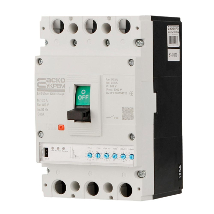 Силовой автоматический выключатель АСКО-УКРЕМ UTrust 125M/125А, AC 400 В, 125 А, 3P, с электронным расцепителем, A0010260003