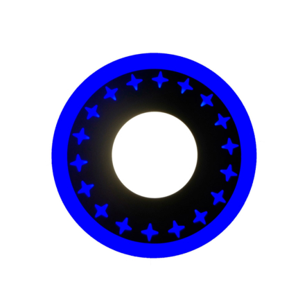 Панель LED Lemanso "Звезды" 12+6W с синей подсветкой, 1080Lm, 4500K, круг, 195х30мм, 175-265V / LM545 - 1