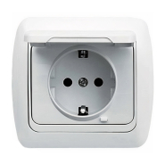 Розетка TUNA EL-BI Fixline зі шторками, із заземленням, біла, 502-010201-243