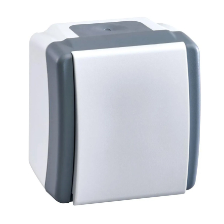 Вимикач одноклавішний Mono Electric, OCTANS, без підсвічування, 10 А, 250В, IP54, біло-сірий, 154-020001-100 - 1