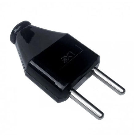 Вилка штепсельная LXL 121BLP, плоска, чорна - 1