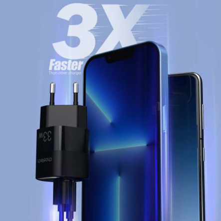 Зарядное устройство сетевое Choetech PD5006-EU-BK, GaN, USB-A/USB-C, 33Вт, QC3.0/PD/PPS