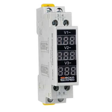 Вольтметр АСКО-УКРЕМ VMD-3, AC 80-500 V, DIN, модульний цифровий трифазний, A0010250002 - 1