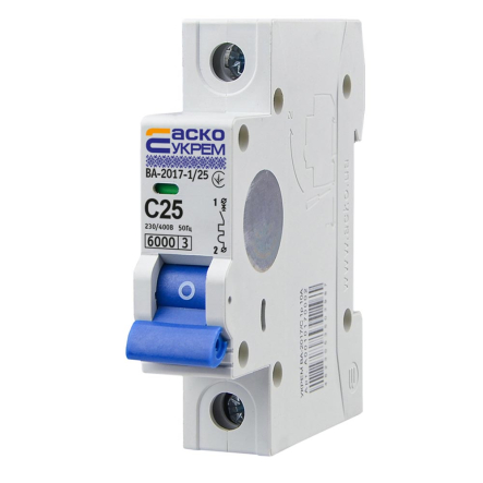 Автоматический выключатель АСКО-УКРЕМ ВА-2017 1р, 25А С, A0010170005