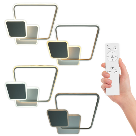 Светильник VIOLUX Smart TRIO, 80W, 3000-4500-600 К, 5600Lm, 550 мм, квадрат, белый, серый, 220375