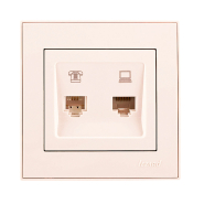Розетка Lezard RAIN комп'ютерна + телефон, крем, 703-0388-143