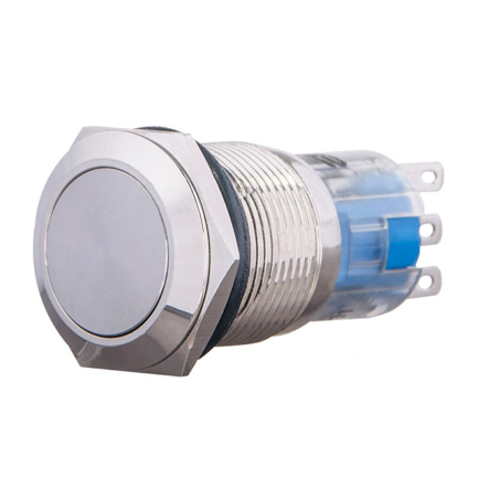 TYJ 19-211 Кнопка металлическая, АСКО-УКРЕМ, A0140010108, плоская 19мм 1NO+1NC - 1