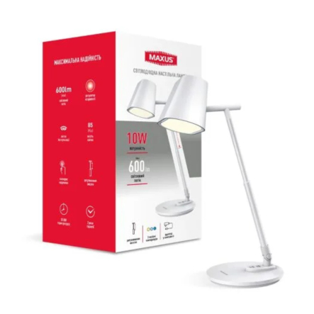 Настольная лампа LED MAXUS Desk Lamp 10W 3CCT WH FoldUp - 1
