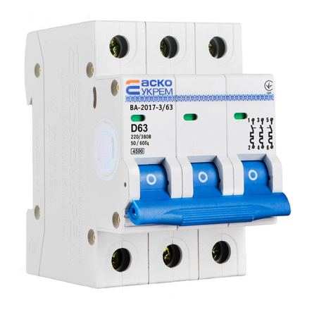 Автоматический выключатель АСКО-УКРЕМ ВА-2017/D 3р, 63А, A0010170107