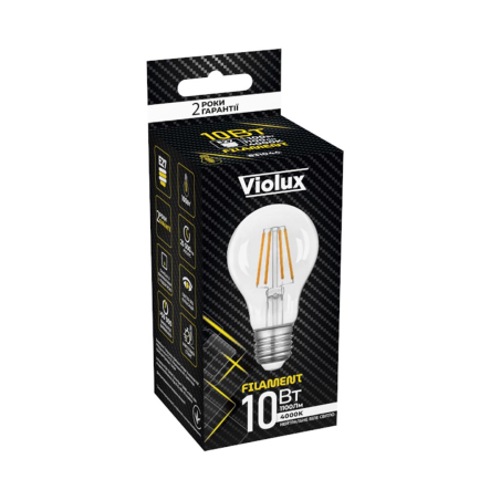Лампа LED VIOLUX FILAMENT A60, 10W, E27, 4000K, 831044