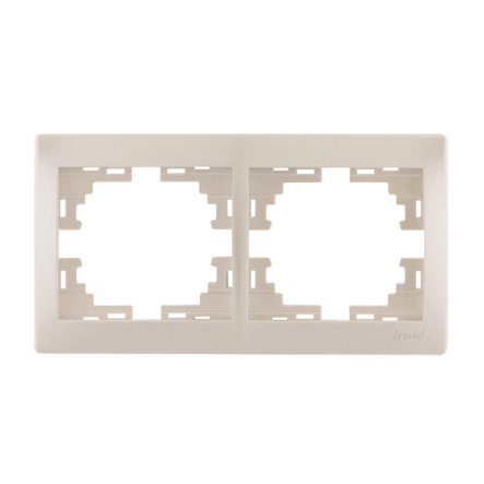 Рамка Lezard MIRA двомісна, горизонтальна, перлинно-білий перламутр, без вставки, 701-3000-147 - 1