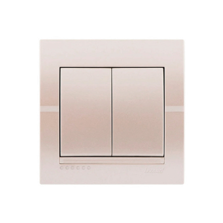 Вимикач Lezard DERIY двоклавішний, перлинно-білий металік, 702-3030-101 - 1