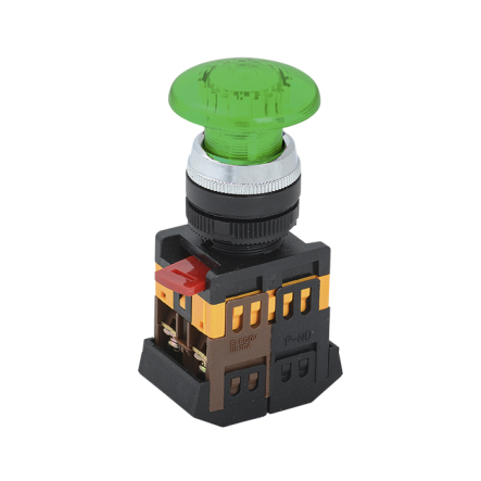 Кнопка IEK AELA22 "Грибок" зеленый d22мм неон/240В 1з+1р - 1