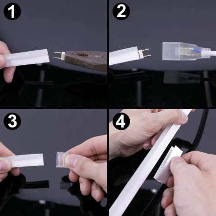 Лента силиконовая 5м, LED NEON 12V-220V, SMD 2835, IP65, желтая, 12В, (есть адаптер 220В)