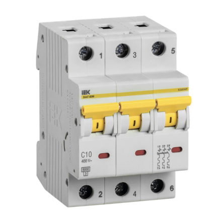 Автоматический выключатель IEK ВА47-60М, 3P, 10A, С, 6,0kА, MVA31-3-010-C - 1