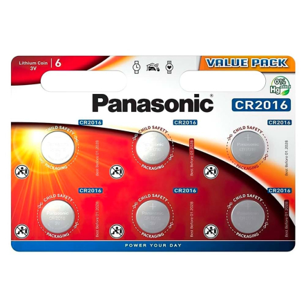 Батарейка PANASONIC CR-2016 Lithium, 3V, 1х6 шт. 6BL - 1