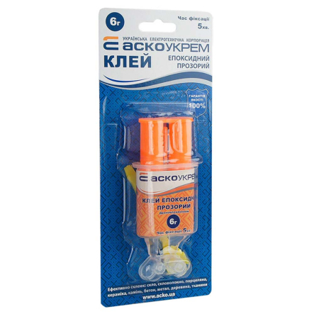 Клей универсальный эпоксидный (шприц) 1шт - 6мл, АСКО-УКРЕМ A.HE-1-6
