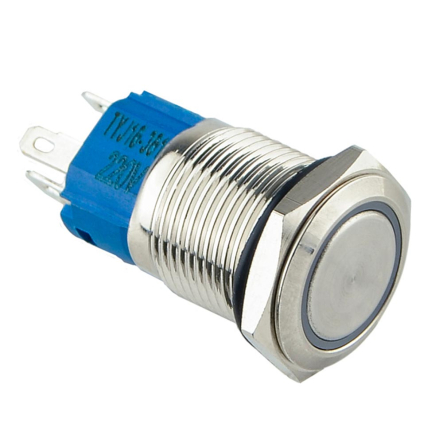 Кнопка металлическая с красной подсветкой АСКО-УКРЕМ TYJ16-361 1NO+1NC 220V с фиксацией, A0140010098